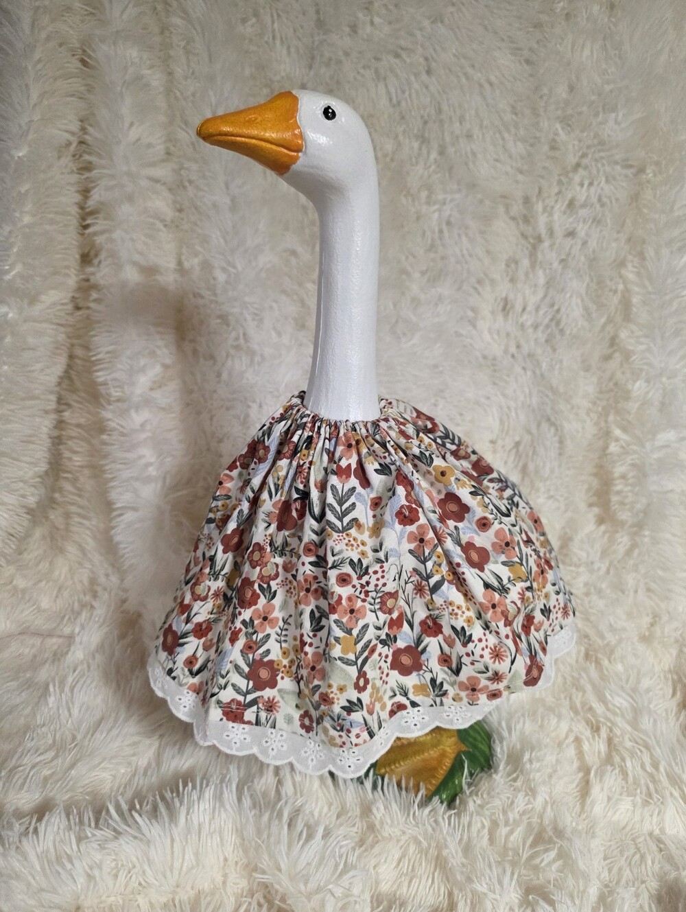19" Handmade Floral Goose Figurine Dress